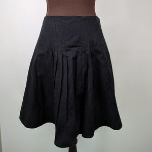 BCBGMAXAZRIA Black Metallic Pleated A-Line Skirt